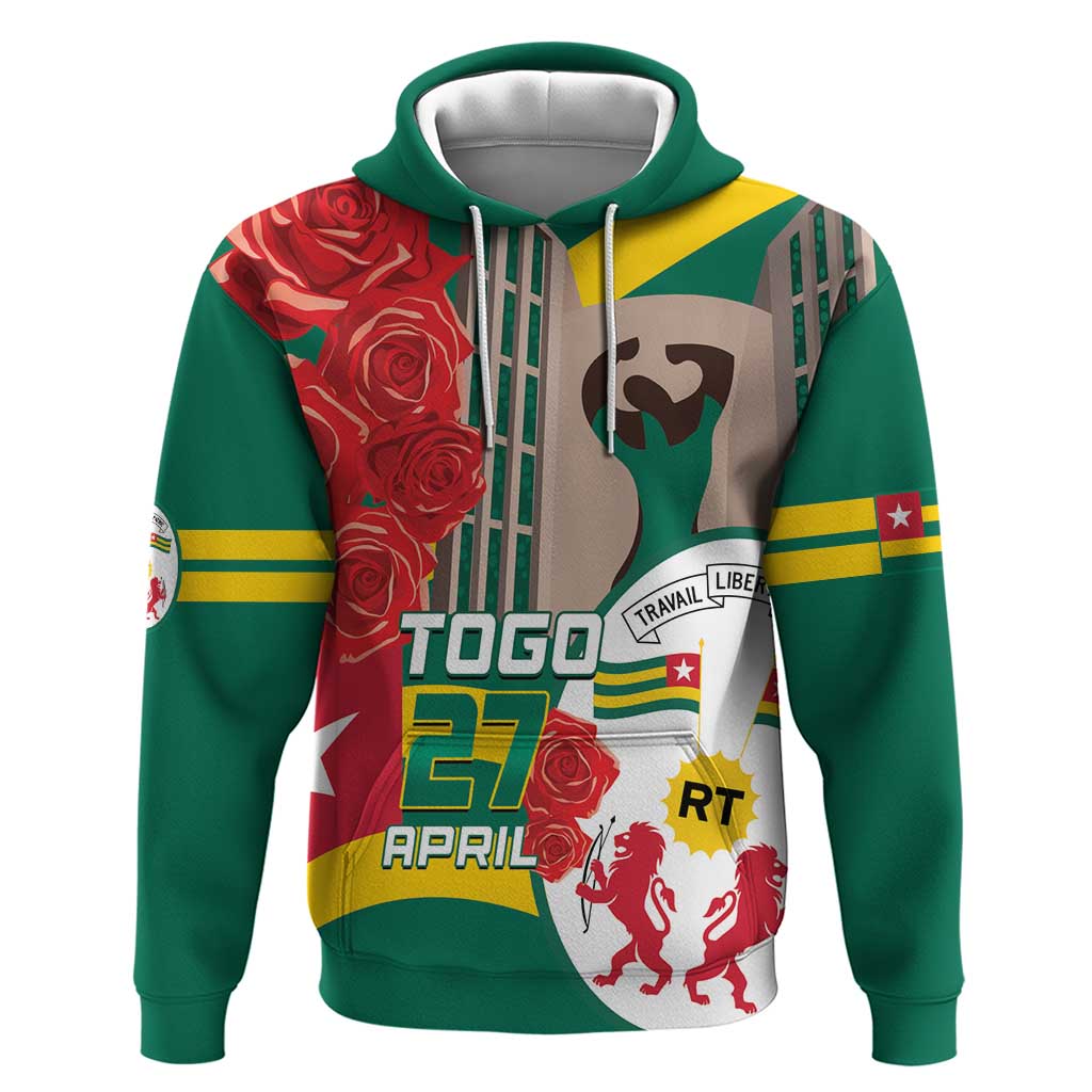 Republique Togolaise Monument de l'Independance Zip Hoodie African Pinkish Rose Coat Of Arms