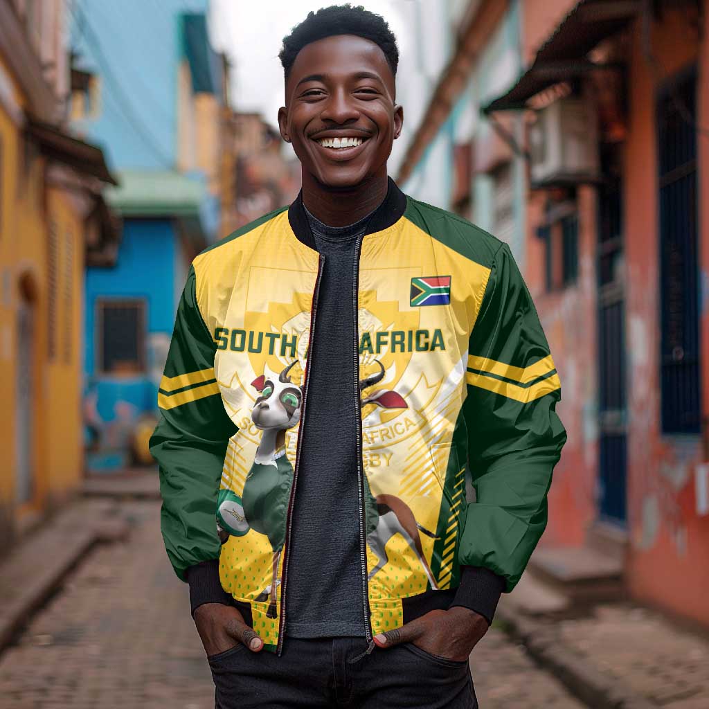 South Africa Rugby Bomber Jacket Cute Springboks Mascot