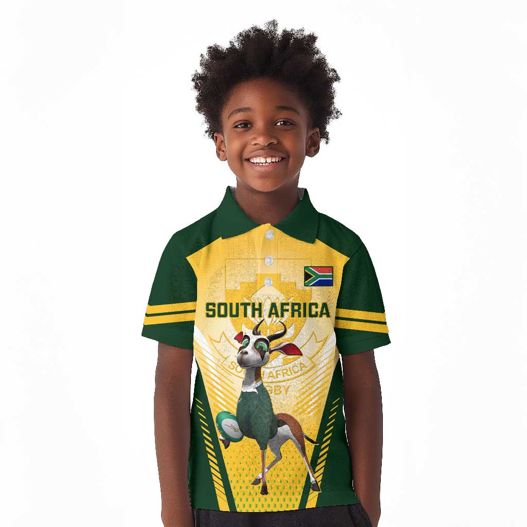 South Africa Rugby Kid Polo Shirt Cute Springboks Mascot