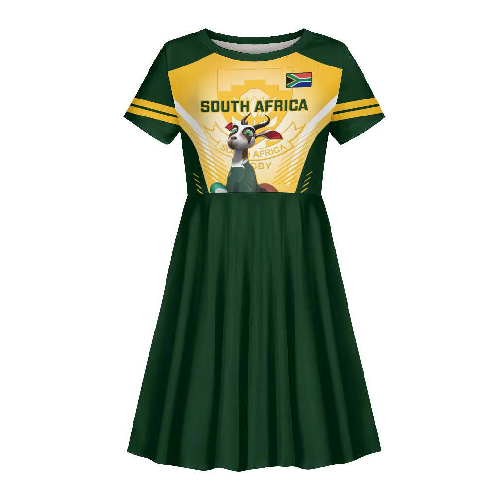 South Africa Rugby Kid Short Sleeve Dress Cute Springboks Mascot