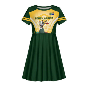 South Africa Rugby Kid Short Sleeve Dress Cute Springboks Mascot