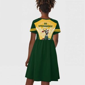 South Africa Rugby Kid Short Sleeve Dress Cute Springboks Mascot