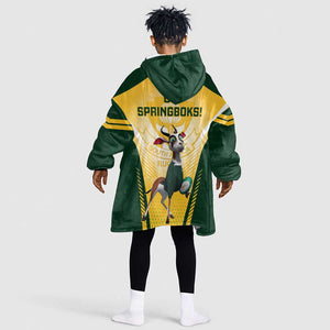 South Africa Rugby KId Wearable Blanket Hoodie Cute Springboks Mascot