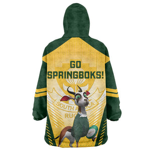 South Africa Rugby KId Wearable Blanket Hoodie Cute Springboks Mascot