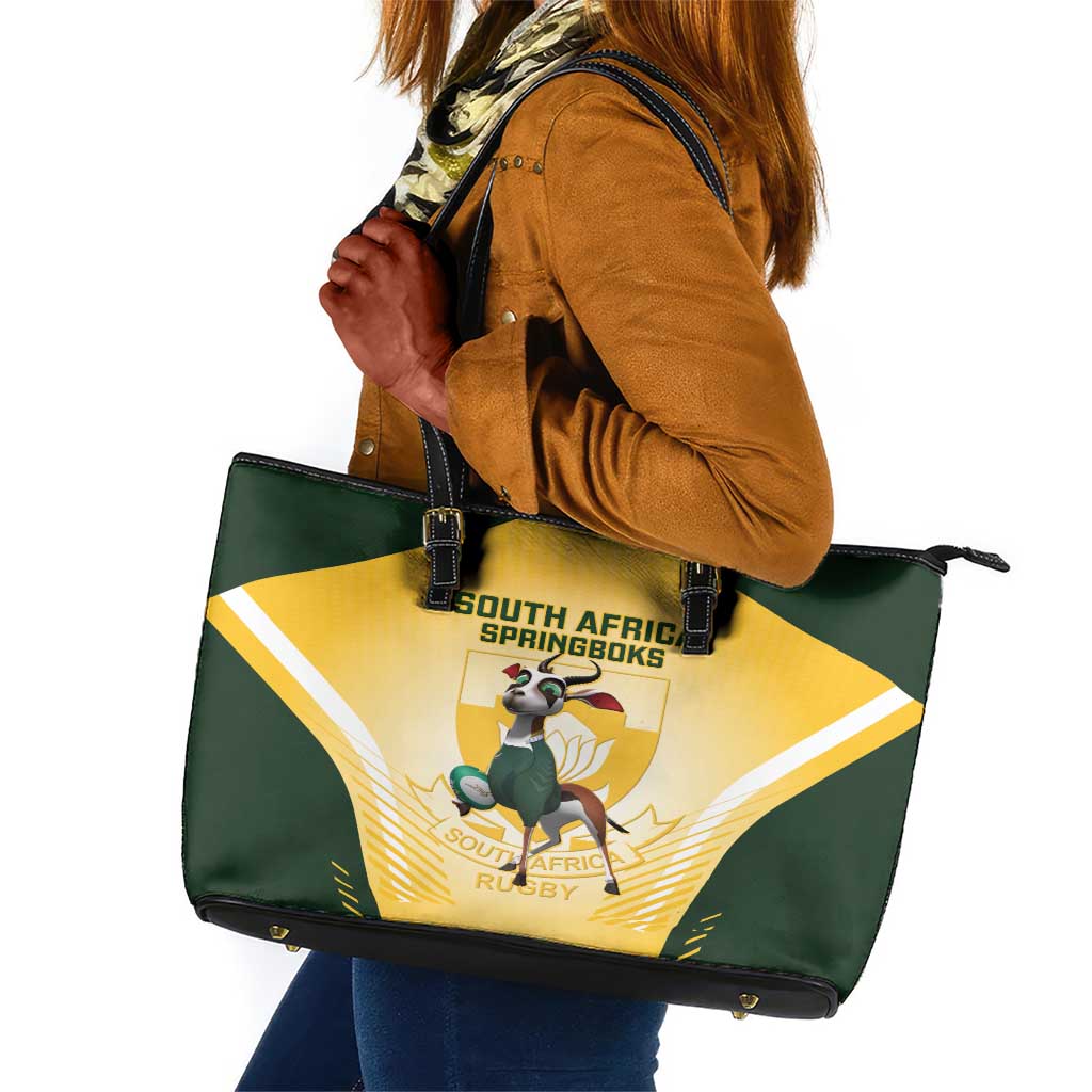 South Africa Rugby Leather Tote Bag Cute Springboks Mascot