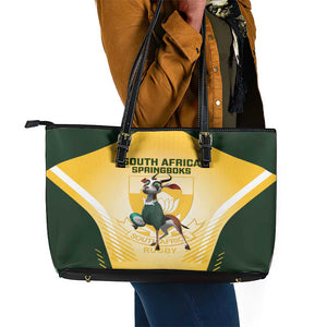 South Africa Rugby Leather Tote Bag Cute Springboks Mascot