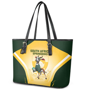 South Africa Rugby Leather Tote Bag Cute Springboks Mascot