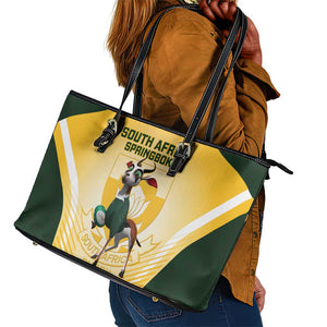 South Africa Rugby Leather Tote Bag Cute Springboks Mascot