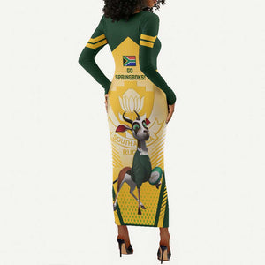 South Africa Rugby Long Sleeve Bodycon Dress Cute Springboks Mascot