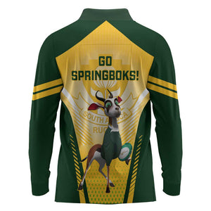 South Africa Rugby Long Sleeve Polo Shirt Cute Springboks Mascot