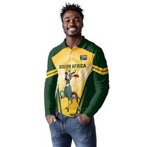 South Africa Rugby Long Sleeve Polo Shirt Cute Springboks Mascot