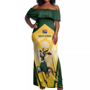 South Africa Rugby Off Shoulder Maxi Dress Cute Springboks Mascot