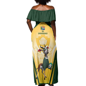 South Africa Rugby Off Shoulder Maxi Dress Cute Springboks Mascot