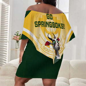 South Africa Rugby Off Shoulder Short Dress Cute Springboks Mascot LT14