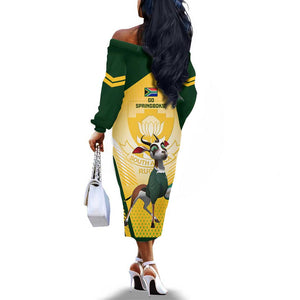 South Africa Rugby Off The Shoulder Long Sleeve Dress Cute Springboks Mascot