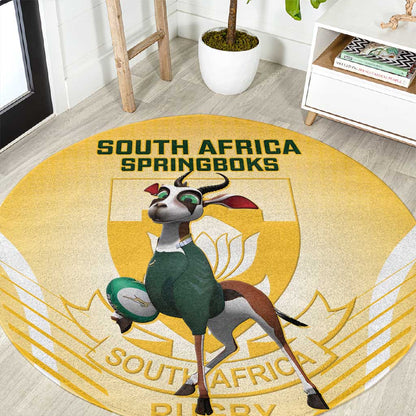 South Africa Rugby Round Carpet Cute Springboks Mascot