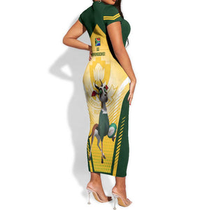 South Africa Rugby Short Sleeve Bodycon Dress Cute Springboks Mascot LT14