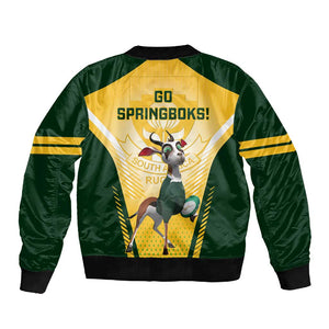 South Africa Rugby Sleeve Zip Bomber Jacket Cute Springboks Mascot