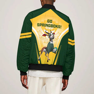 South Africa Rugby Sleeve Zip Bomber Jacket Cute Springboks Mascot