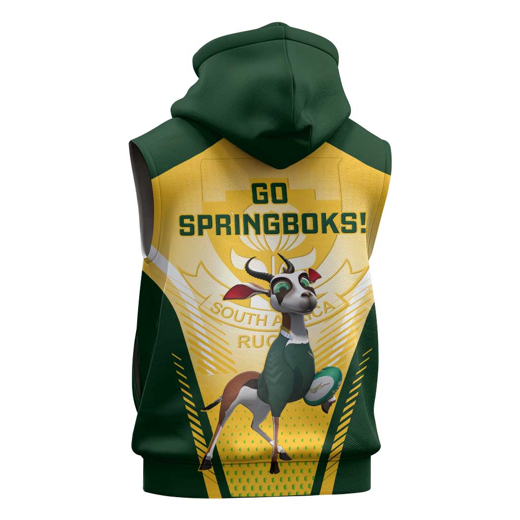 South Africa Rugby Sleeveless Hoodie Cute Springboks Mascot - African Pride