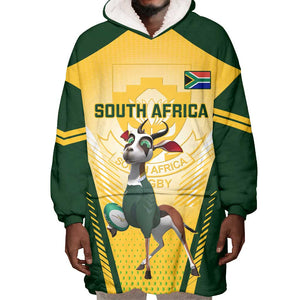 South Africa Rugby Wearable Blanket Hoodie Cute Springboks Mascot