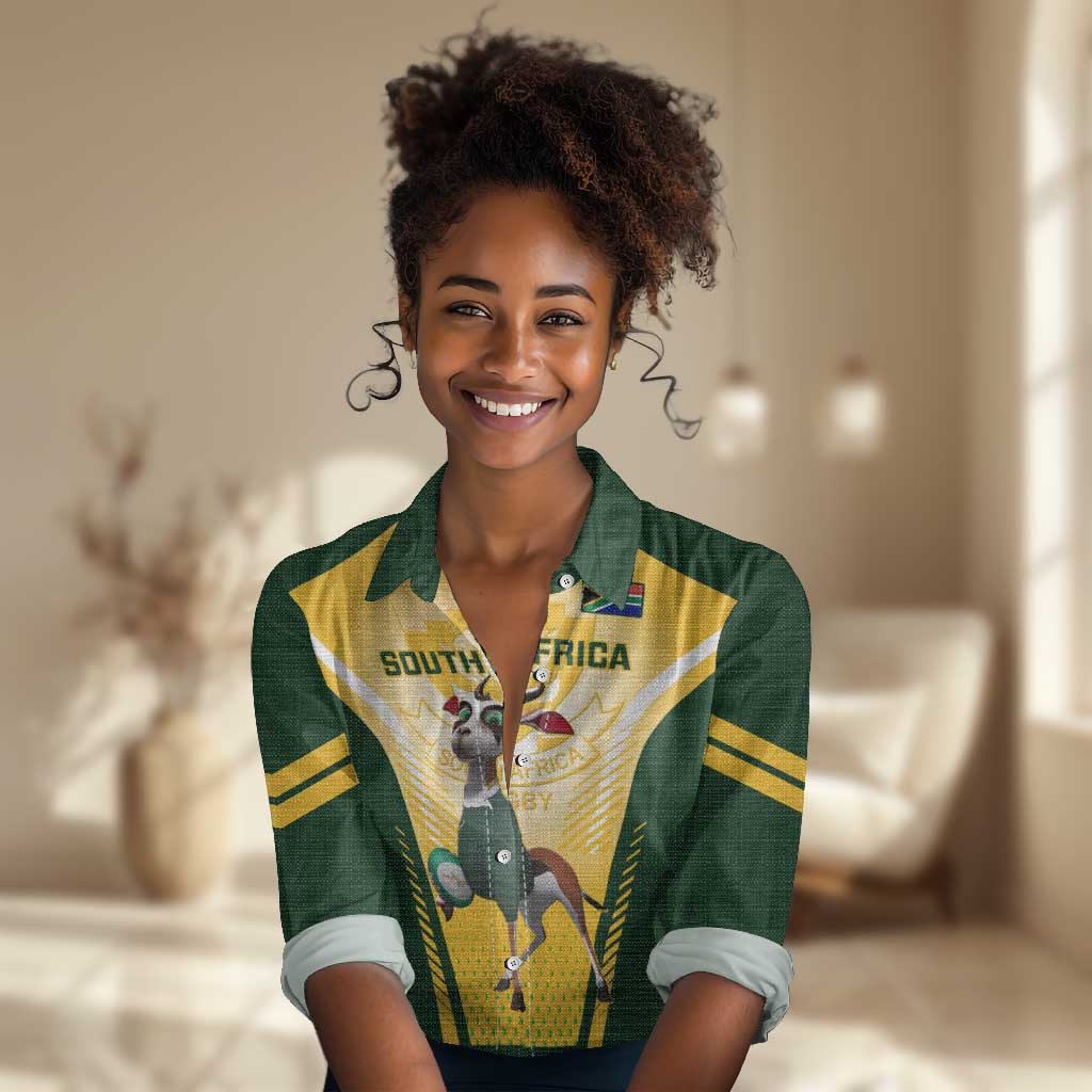 South Africa Rugby Women Casual Shirt Cute Springboks Mascot