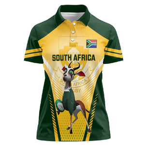 South Africa Rugby Women Polo Shirt Cute Springboks Mascot