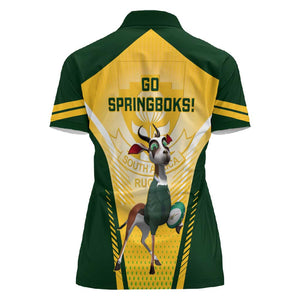 South Africa Rugby Women Polo Shirt Cute Springboks Mascot