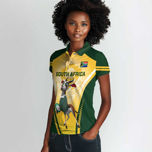 South Africa Rugby Women Polo Shirt Cute Springboks Mascot