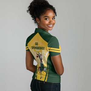 South Africa Rugby Women Polo Shirt Cute Springboks Mascot