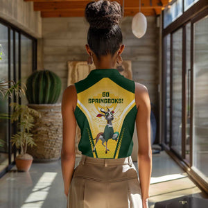 South Africa Rugby Women Sleeveless Polo Shirt Cute Springboks Mascot