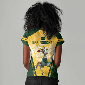 South Africa Rugby Women V-Neck T-Shirt Cute Springboks Mascot