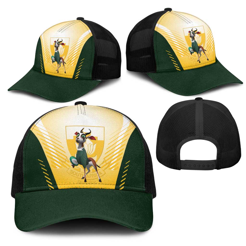 South Africa Rugby Baseball Net Cap Springboks Mascot Sporty Style
