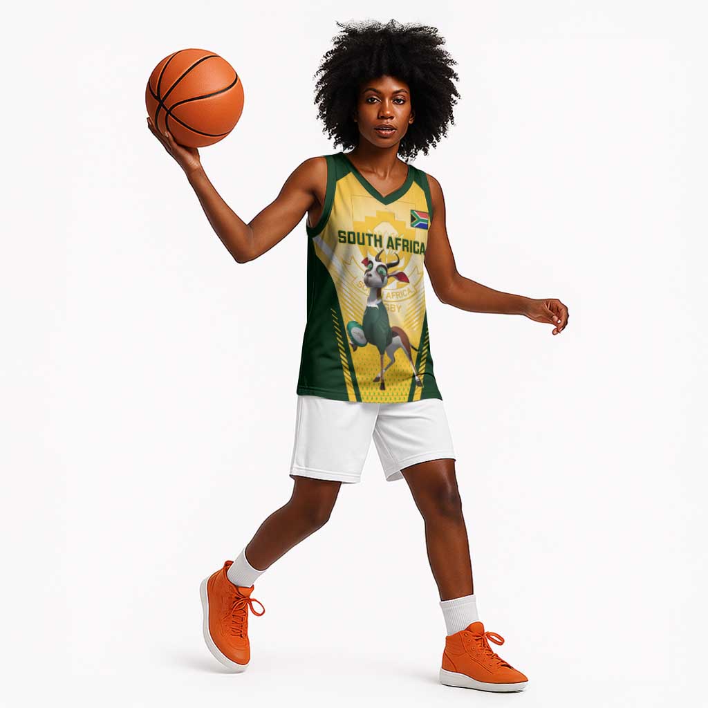 Custom South Africa Rugby Basketball Jersey Cute Springboks Mascot LT14