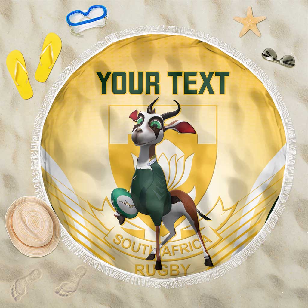 Custom South Africa Rugby Beach Blanket Cute Springboks Mascot