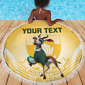 Custom South Africa Rugby Beach Blanket Cute Springboks Mascot