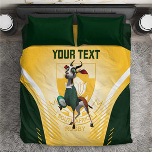 Custom South Africa Rugby Bedding Set Cute Springboks Mascot