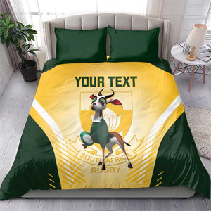 Custom South Africa Rugby Bedding Set Cute Springboks Mascot