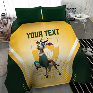 Custom South Africa Rugby Bedding Set Cute Springboks Mascot