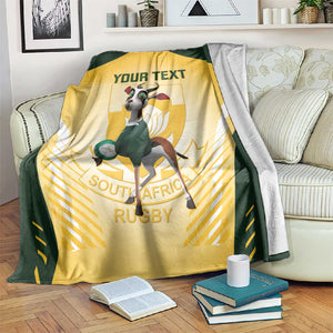 Custom South Africa Rugby Blanket Cute Springboks Mascot