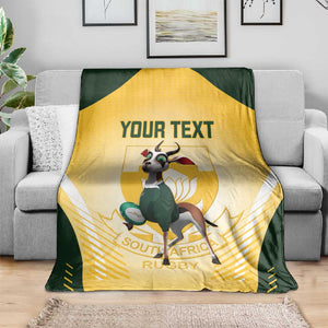 Custom South Africa Rugby Blanket Cute Springboks Mascot