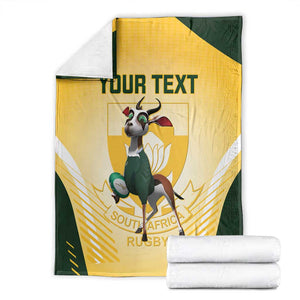 Custom South Africa Rugby Blanket Cute Springboks Mascot