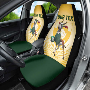 Custom South Africa Rugby Car Seat Cover Cute Springboks Mascot