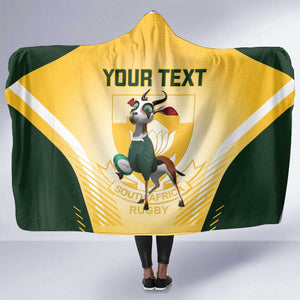 Custom South Africa Rugby Hooded Blanket Cute Springboks Mascot