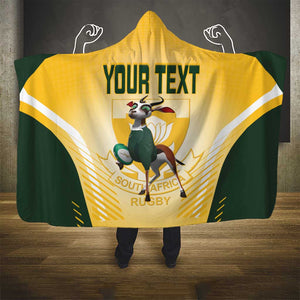 Custom South Africa Rugby Hooded Blanket Cute Springboks Mascot