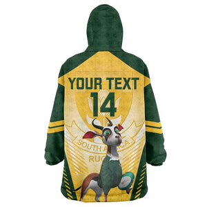 Custom South Africa Rugby KId Wearable Blanket Hoodie Cute Springboks Mascot