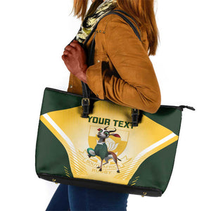 Custom South Africa Rugby Leather Tote Bag Cute Springboks Mascot