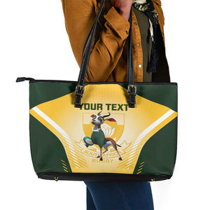 Custom South Africa Rugby Leather Tote Bag Cute Springboks Mascot