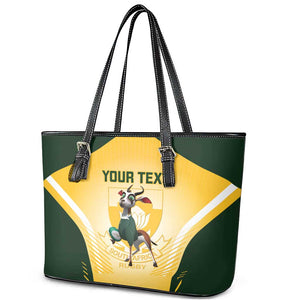 Custom South Africa Rugby Leather Tote Bag Cute Springboks Mascot