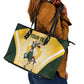Custom South Africa Rugby Leather Tote Bag Cute Springboks Mascot